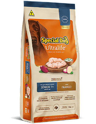 Ração Special Dog Ultralife Sênior 7+ Raças Médias e Grandes Sabor Frango - 15 Kg - Premium Especial