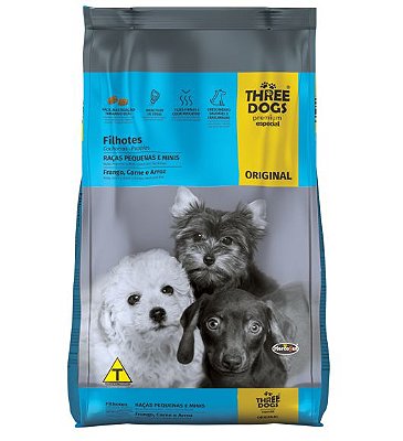 Ração Hercosul Three Dogs Especial para Filhotes Raças Pequenas e Minis