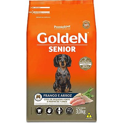 Ração Premier Golden Sênior Pequeno Porte Frango e Arroz Mini Bits