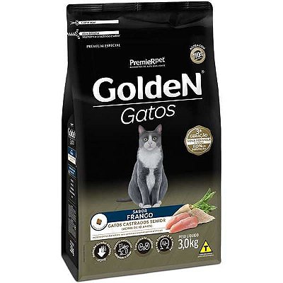 Ração Golden Gatos Castrados Sênior Sabor Frango - Premium Especial