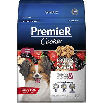 Biscoito Premier Cookie para Cães Adultos Pequeno Porte Frutas Vermelhas e Aveia 250 gr