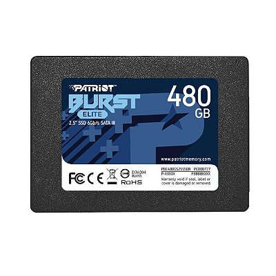 SSD Patriot 480GB 2.5″, SATA III, Leitura: 450MB/s e Gravação: 320MB/s – 11533