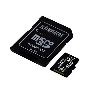 Cartão de Memoria Kingston Micro SD 64gb Canvas Select Plus Classe 10  C/ Adaptador - Sdcs2/64gb - 9089