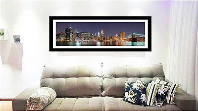 Quadro Strass Cristais Swarovski Ponte NY Manhattan Colorido