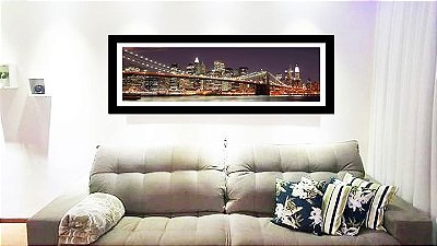 Quadro Strass Cristais Swarovski Ponte NY Manhattan Colorido