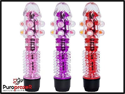 VIBRADOR PERSONAL COM CAPA E PÉROLAS MASSAGEADORAS 17CM - VIPMIX