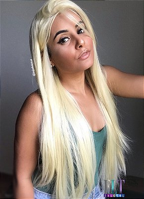 Peruca Lace Front wig lisa - Loiro Claríssimo 80cm -  Minaj 2 - Repartição livre 4x4