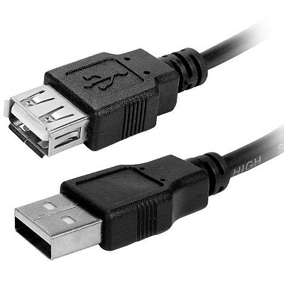 Cabo USB A Macho + USB A Fêmea 2.0 Chip Sce 1.80M Preto