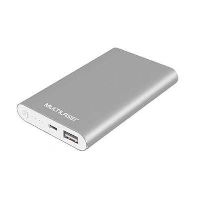 Carregador Portátil Multilaser CB133 8000mAh Usb Prata