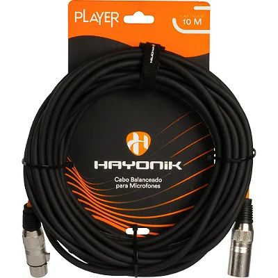 Cabo Balanceado para Microfone Hayonik XLR(F) X XLR(M) 10m PLAYER Preto