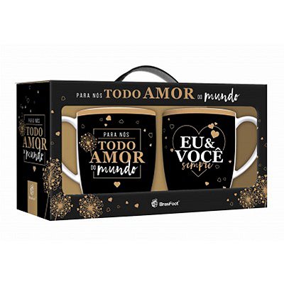 Caneca Porcelana Urban C/2 360ml Brasfoot - Todo Amor do Mundo