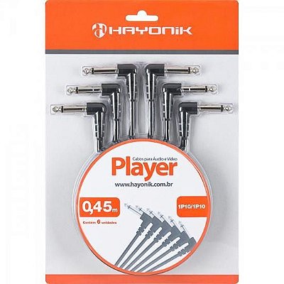 Cabo para Pedal P10xP10 Hayonik Player Preto c/ 6 45cm P1090P