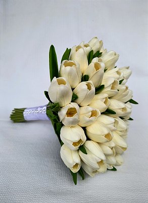 Buquê de Noiva Cerimonial em Tulipas Brancas