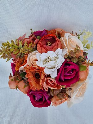 ✨ Buquê de Noiva Cerimonial em Tons Terrosos com fúcsia