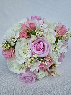 Buquê de Noiva Cerimonial em tons de Rosa com Branco