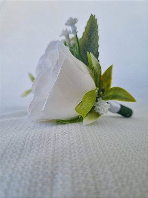 🌿 Lapela Clássica Branca com Rosa 🌿