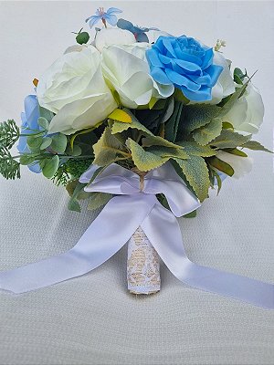 Buquê de Noiva Cerimonial em tons de Azul e Branco