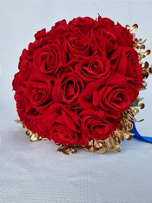 Buquê Cerimonial Médio Vermelho e Dourado