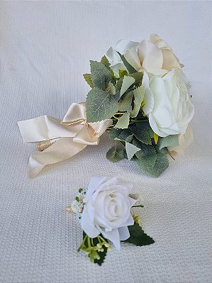 Mini Buquê para Casamento Civil com Lapela