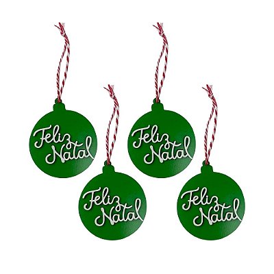 Enfeite Feliz Natal verde Cj 4
