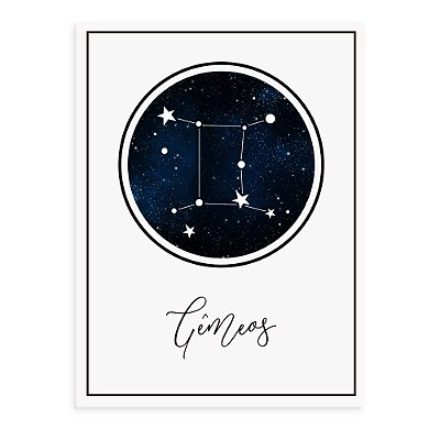 Placa decorativa Constelação Gêmeos