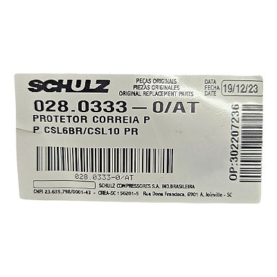 Protetor de Correia Schulz - CSL 6BR / MSL 10ML (028.0333-0/AT)