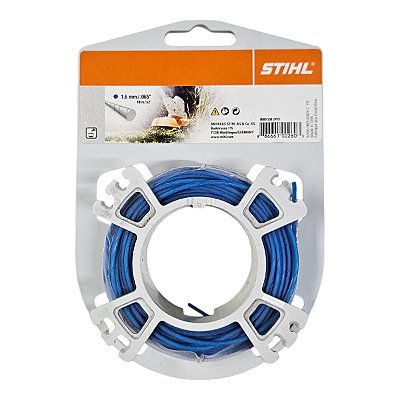 Rolo Fio de Nylon Stihl - Azul - Perfil Redondo em Silicone - 1.6mm x 19m