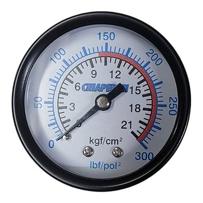 Manômetro Traseiro - em Aço - Rosca 1/4 - 300psi ou 21bar - 50mm (Chiaperini)