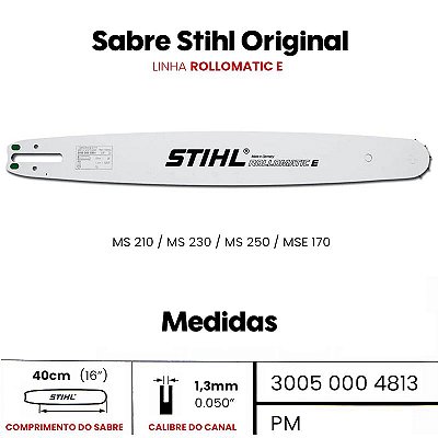 Sabre Motosserra Stihl - 40cm R - 1.3mm 3/8 - MS 210 / 230 / 250