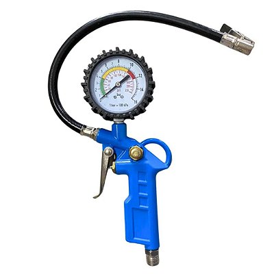 Pistola Calibrador/Inflador de Pneu Steels - Bico Presilha (ST10084 Azul)