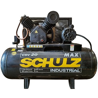 Compressor Schulz CSV 20/200 MAX - 20pcm 5HP 200L 175psi - Monofasico 220V (Seminovo)