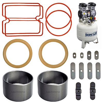 Kit Reparo do Compressor Odonto Schulz CSD 10 - Anéis + Juntas + Palhetas + Camisa
