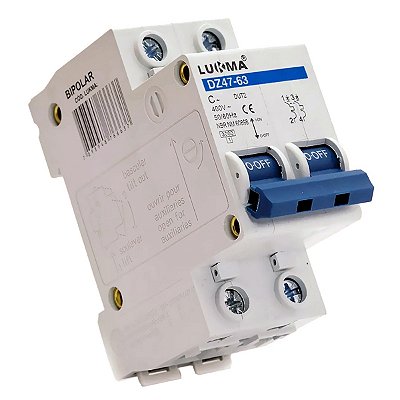 Disjuntor Lukma DZ47 3kA - Curva C - Bipolar LK20 - 20A