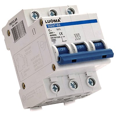 Disjuntor Lukma DZ47 3kA - Curva C - Tripolar LK70 - 70A