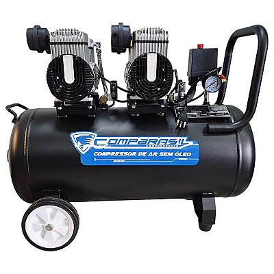 Compressor Compbrasil 1200x2/50L - 10pcm 50L 120psi - 220V - Isento de Óleo (Preto)