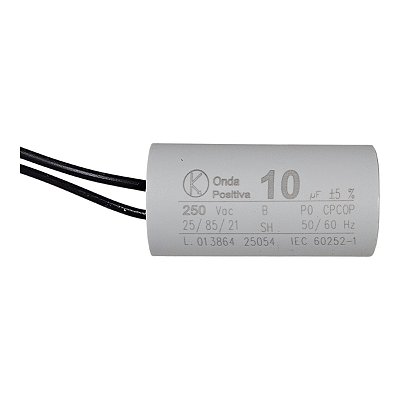 Capacitor Permanente - Onda Positiva - 250V - 10uF - Cabo