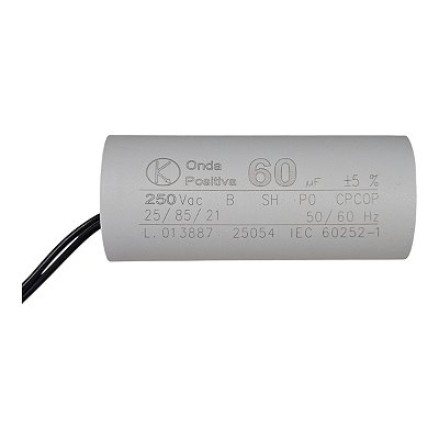 Capacitor Permanente - Onda Positiva - 250V - 60uF - Cabo