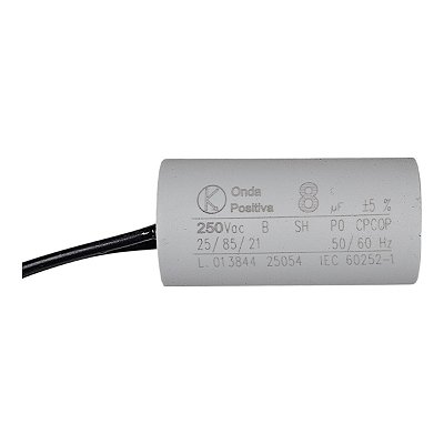 Capacitor Permanente - Onda Positiva - 250V - 8uF - Cabo