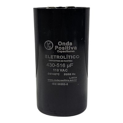 Capacitor Eletrolítico de Partida Onda Positiva - 430/516uF x 110V
