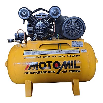 Compressor Motomil CMV 10PL/100 - 15pcm 2HP 100L 140psi - Monofasico 220V (SEMINOVO)
