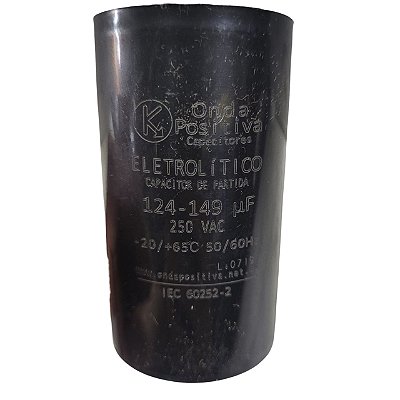 Capacitor Eletrolítico de Partida - Onda Positiva - 250V - 124/149uF