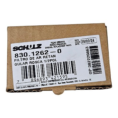 Filtro de Ar Compressor Schulz CSL 10 e 15 BR Bravo (830.1262-0)