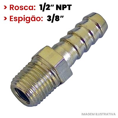 Espigão Fixo Macho - 1/2 M x 3/8 E - NPT (720309)
