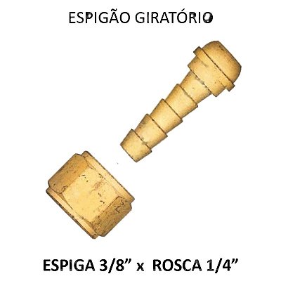 Espigão Giratório Fêmea - 1/4 F x 3/8 E NPT - (EF1438G - 720151)