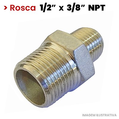 Niple Roscado de Redução - 1/2 M x 3/8 M NPT - (722108)