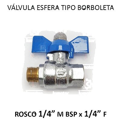 Válvula Esfera Borboleta Azul GE - 1/4 MF (726109)