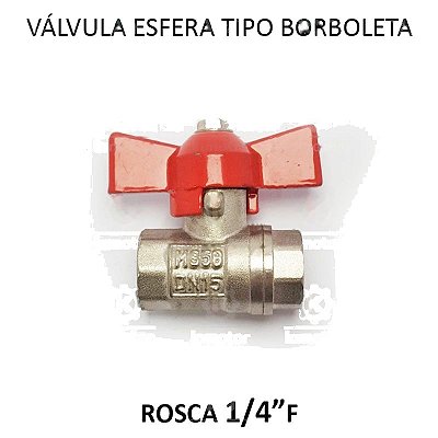 Válvula Esfera Borboleta Vermelha Arcom - 1/4 FF (726102)