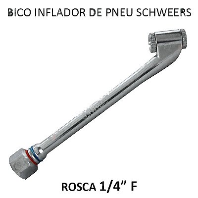 Bico Inflador Pneu Duplo Longa - 1/4 Fêmea