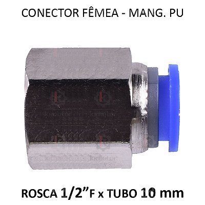Conexão PU - 10mm x 1/2 F BSP - PF1012