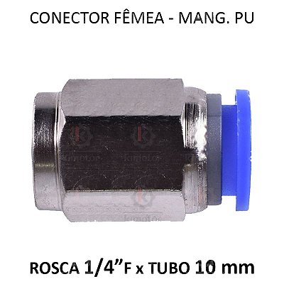 Conexão PU - 10mm x 1/4 F BSP - PF1014